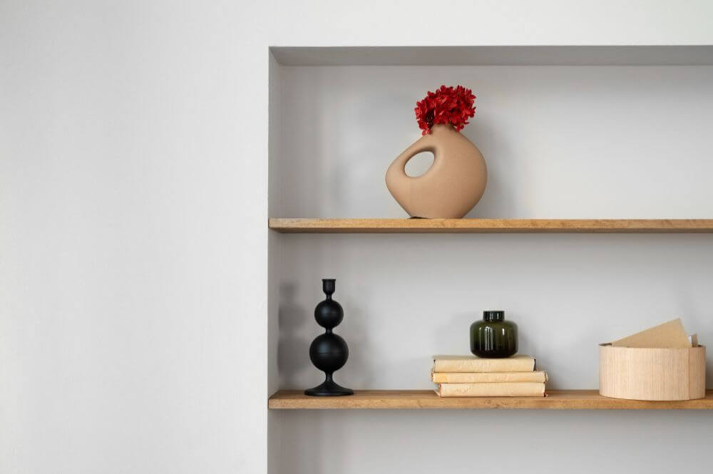 arranjo interior com flores secas