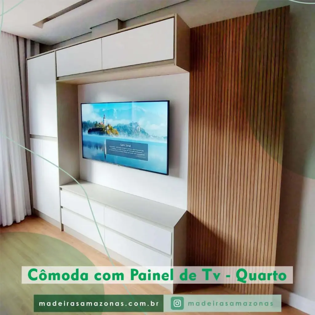 Cômoda com painel de TV para quarto