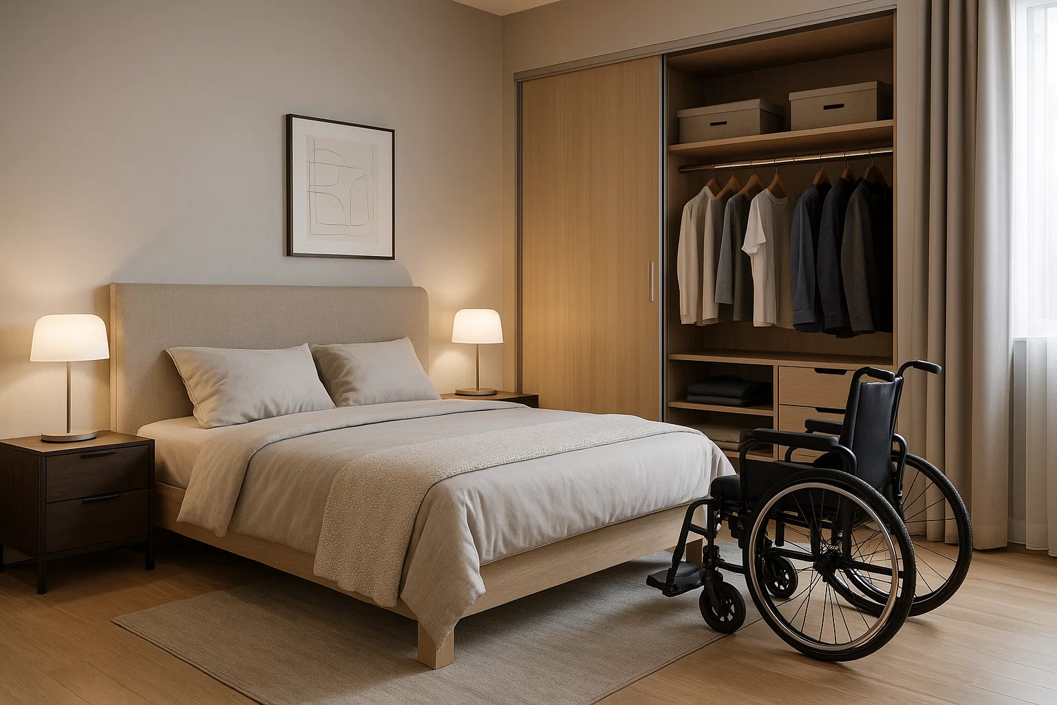 Acessibilidade quarto adaptado