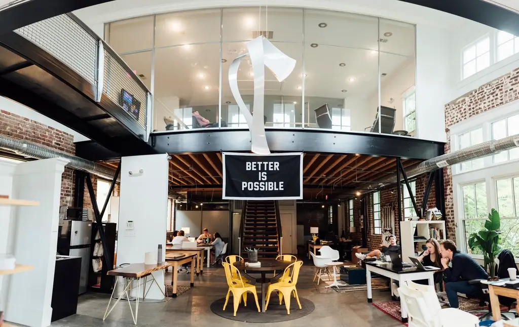 Industrial co-working space and cafe