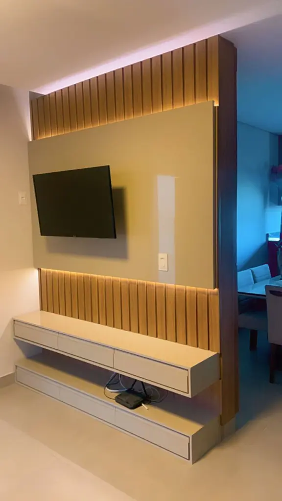 Rack e Painel de TV Iluminado com Fita de LED: Um Projeto de Sucesso 5 Rack e Painel de TV Iluminado com Fita de LED: Um Projeto de Sucesso