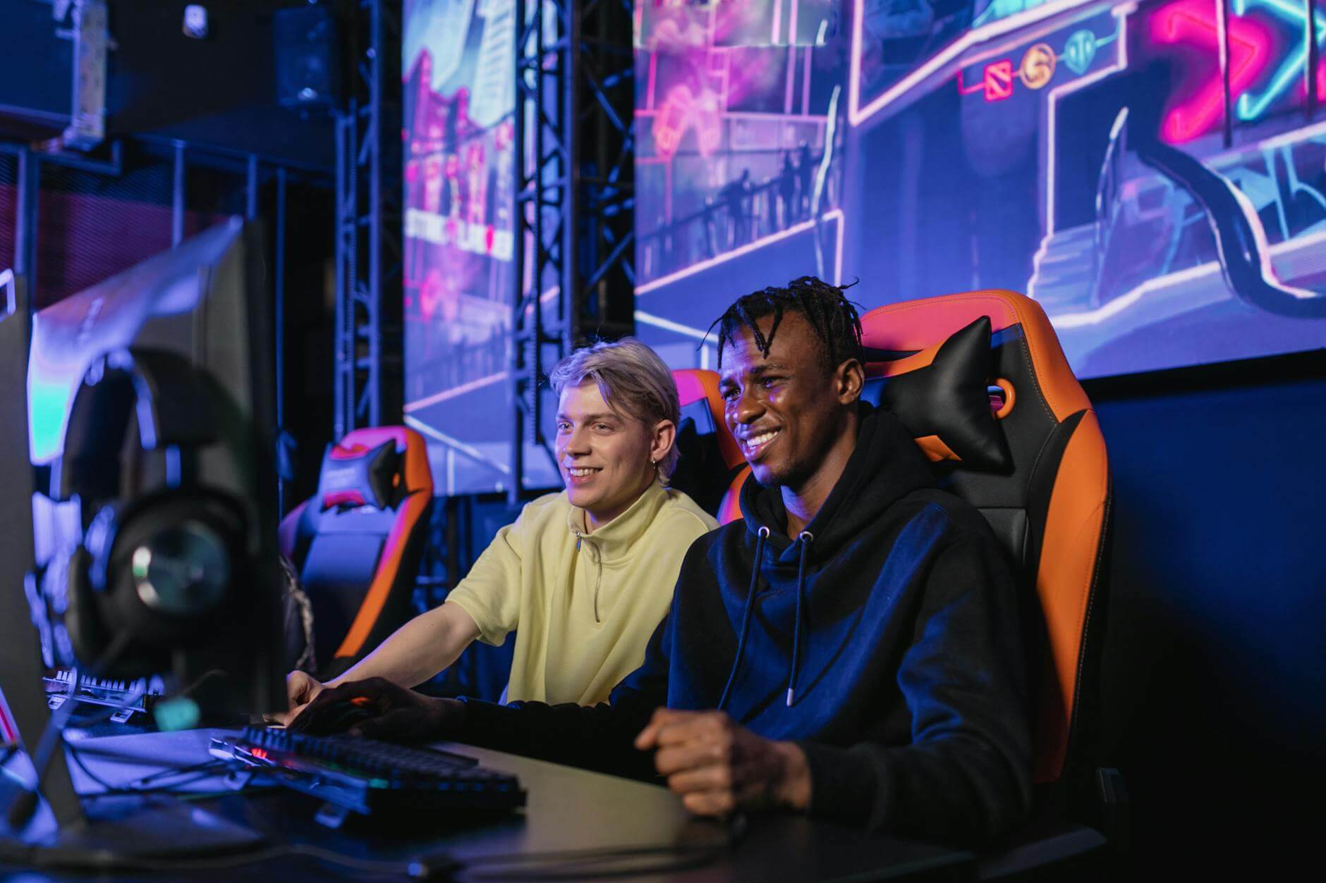 two men playing computer game