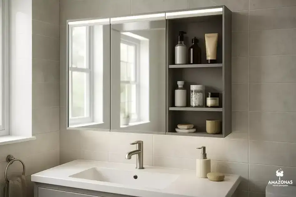 Armário com espelho embutido