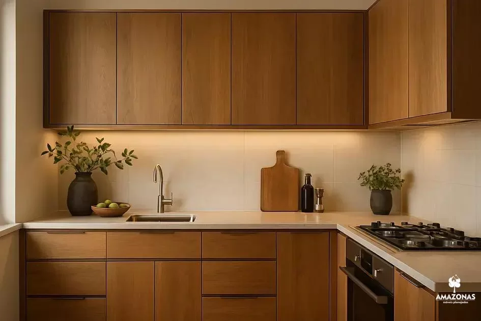 Móveis planejados para cozinhas gourmet compactas