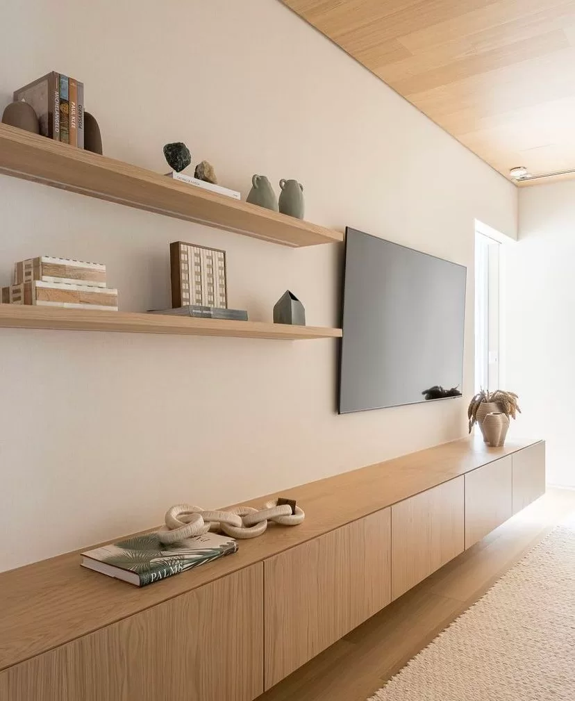 Este móvel virou tendência e faz sua sala parecer maior em segundos 5 rack minimalista suspenso