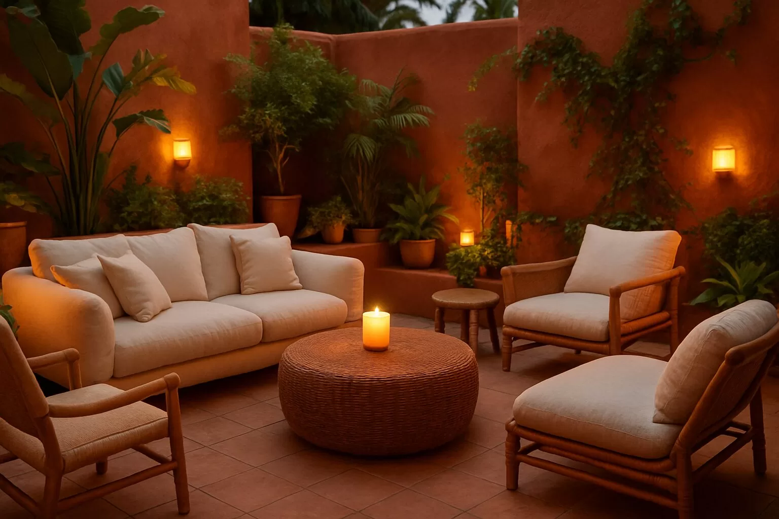 Living externo em Terracota e Verde