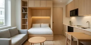Studio ou apartamento pequeno na planta: como planejar móveis inteligentes