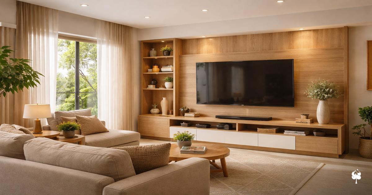 Painel de TV ripado, liso ou com nichos: qual combina com sua sala